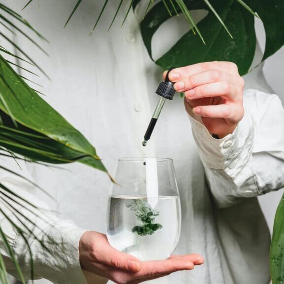 Microgreens enrichis en chlorophylle dans un environnement naturel.