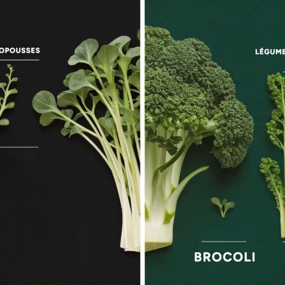 Légumes frais de brocoli et micro-pousses, alimentation saine et nutritive.